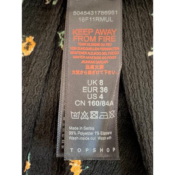 Topshop Boho Preppy Slim Fit Flare Leg Pants Sz 4 US in Black Ditzy Floral NWT - Picture 6 of 7